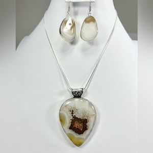 Solar Quartz Pendant & Earrings 925 Gemstone Set
